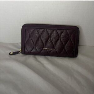 Vera Bradley Leather Wallet Quilted Georgia Burgundy Red/Brown Accordion Vintage